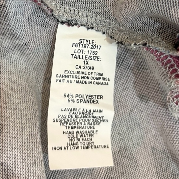 Claire France, Plus Size Floral Cowl Neck Top, 1X, Pink, Black, Silver - Picture 5 of 9